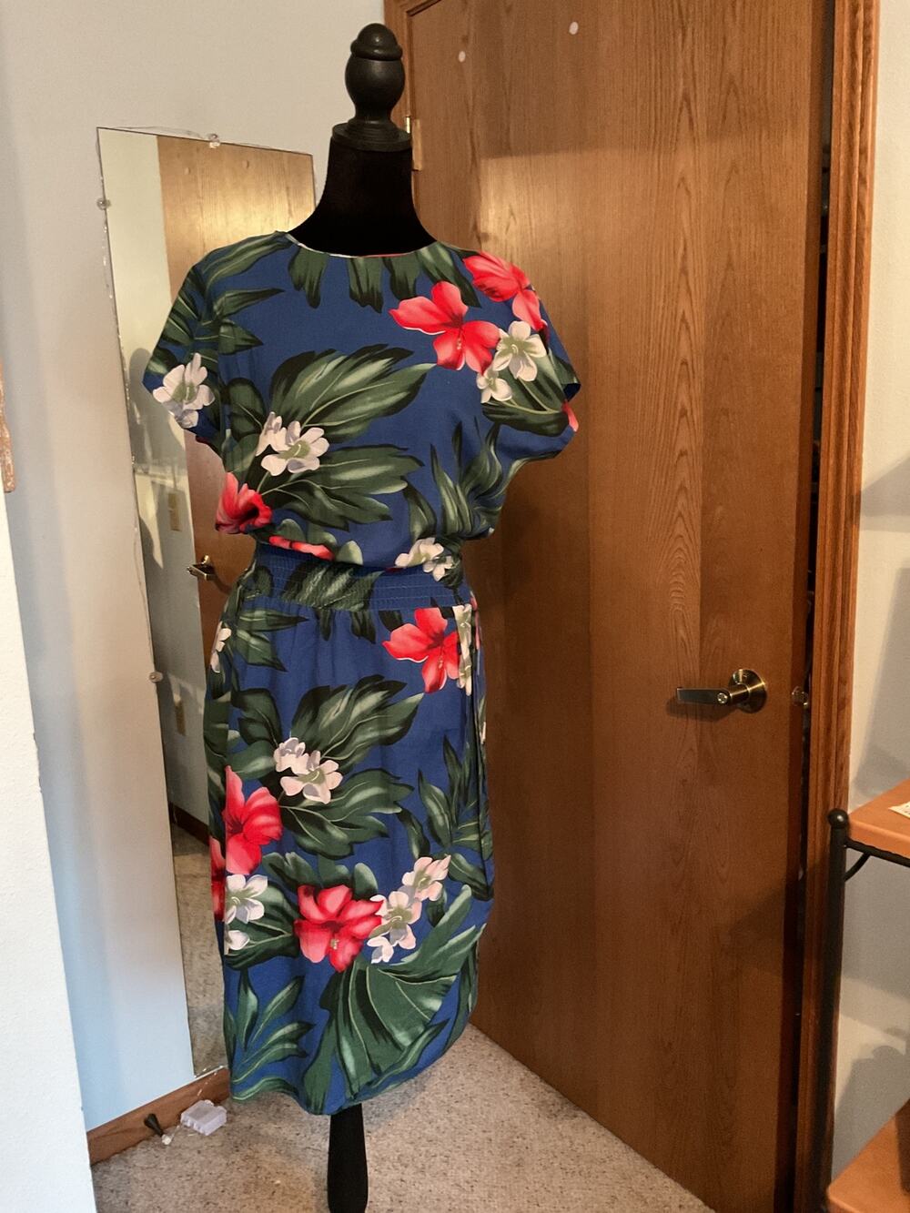 Hawaiian Classics Vintage Tropical Faux Wrap Dress M Hibiscus Made In USA